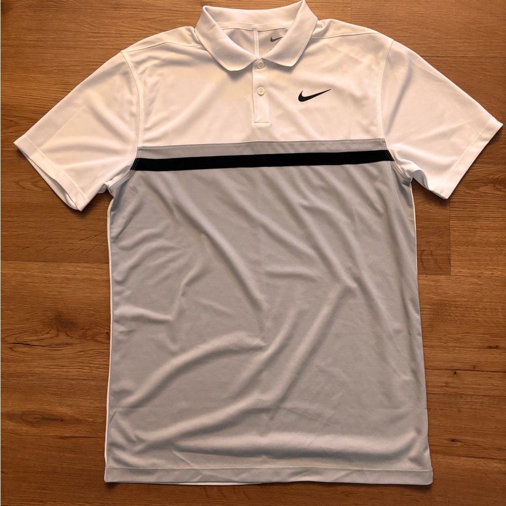 Nike Men's Polo Shirt in White with Black Stripe